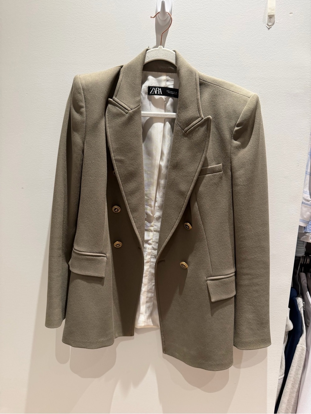 ZARA Olive Blazer with Gold Buttons